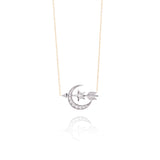Diamond Crescent Moon and Arrow Necklace