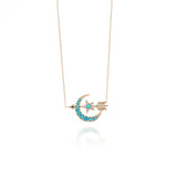 Turquoise Crescent Moon and Arrow Necklace