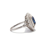 Deco Sapphire Double Halo Ring