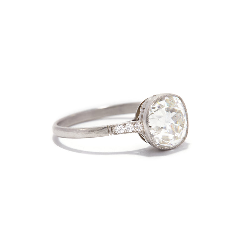 2.52 carat Old Mine Cut Bezel Art Deco Ring