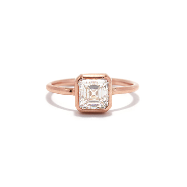 Rose Gold Asscher Cut Bezel Ring