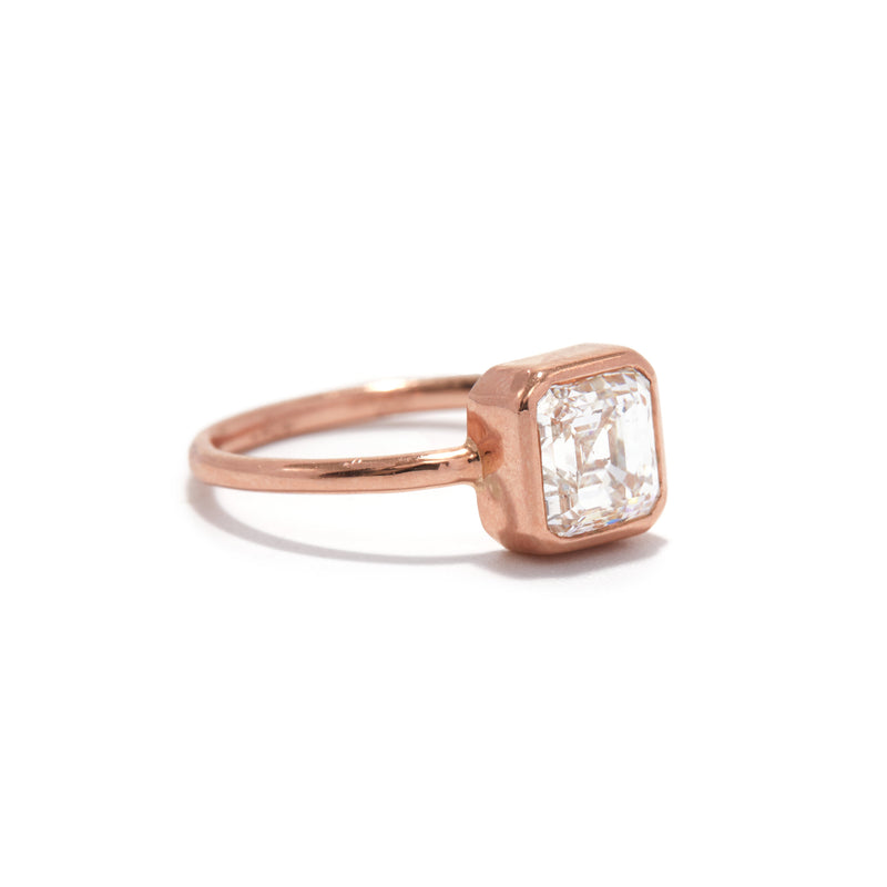 Rose Gold Asscher Cut Bezel Ring