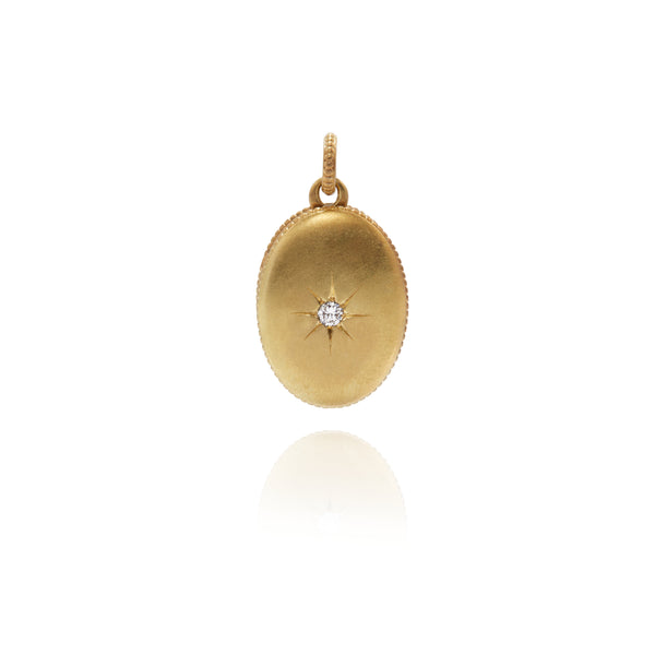 Matte Gold Oval Diamond Star Locket