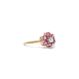 Ruby and Diamond Petite Flower Ring