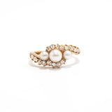 Three Pearl Diamond Swirl Ring