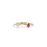 SS R27 Pear Gemstone and Oval Cut Diamond Rolling Ring
