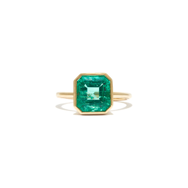 Green Emerald Bezel Ring