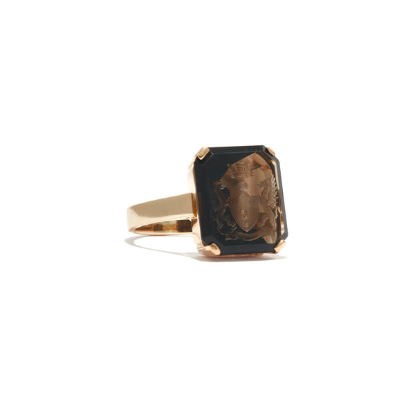 Smoky Quartz Intaglio Ring