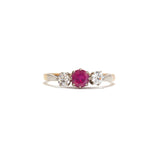 Burma Ruby and Diamond Three Stone Ring