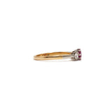 Burma Ruby and Diamond Three Stone Ring