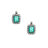 Victorian Emerald and Diamond Halo Earrings