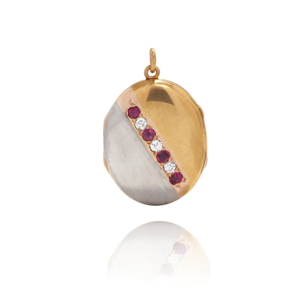 Platinum and Gold Ruby and Diamond Locket