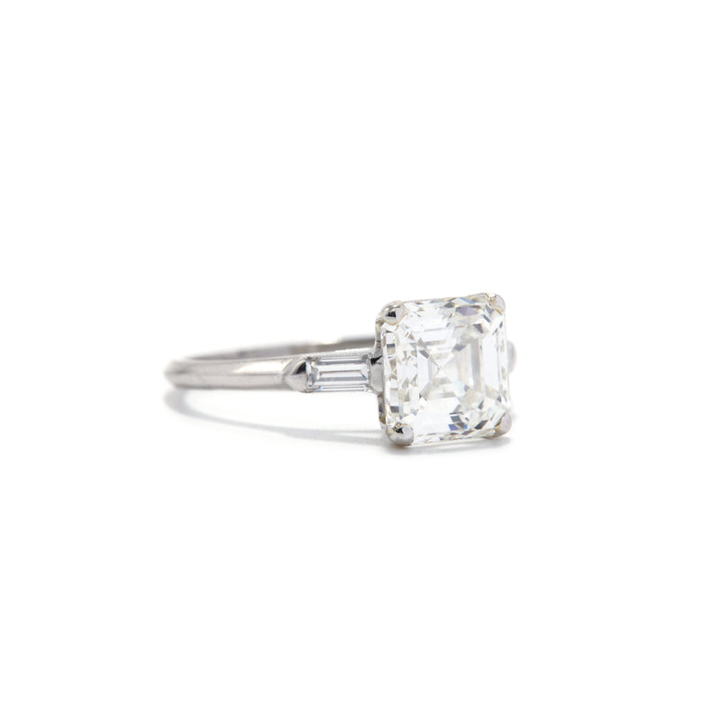 Vintage Asscher Cut Diamond Engagement Ring
