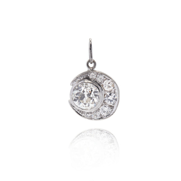 Antique Diamond Full Moon Pendant