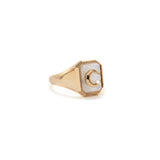 Mother Of Pearl Crescent Moon Signet Ring