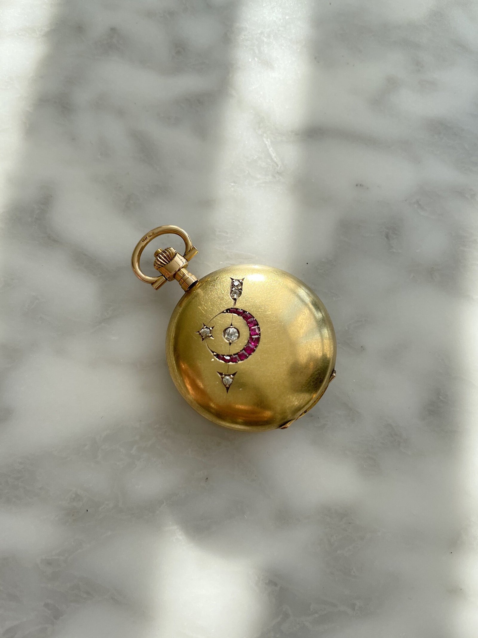 Pocket Watch Moon Star Arrow Rubies and Diamonds – Ashley Zhang