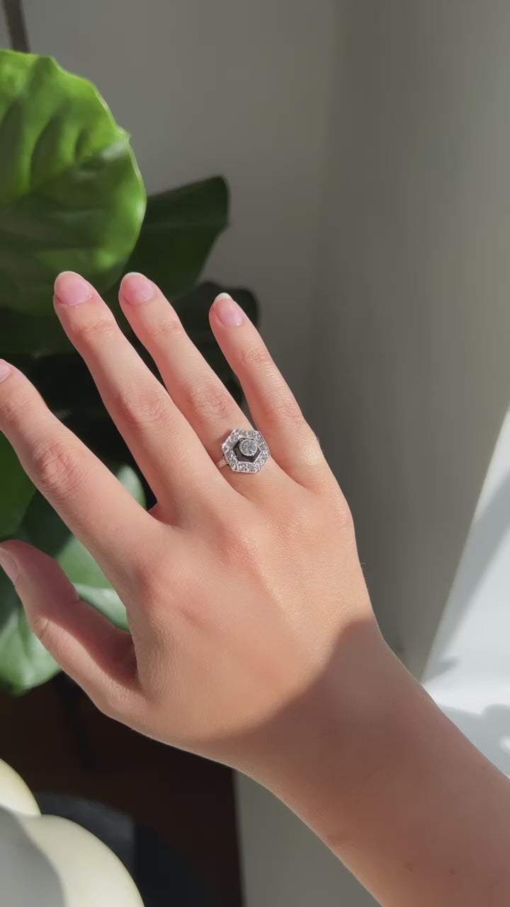 Art Deco Onyx and Diamond Hexagon Ring – Ashley Zhang Jewelry
