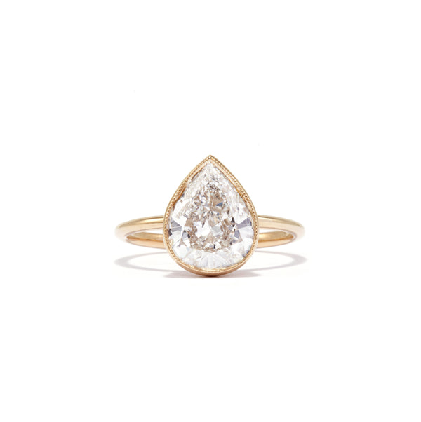 2.20 CARAT VINTAGE PEAR POIRET BEZEL RING