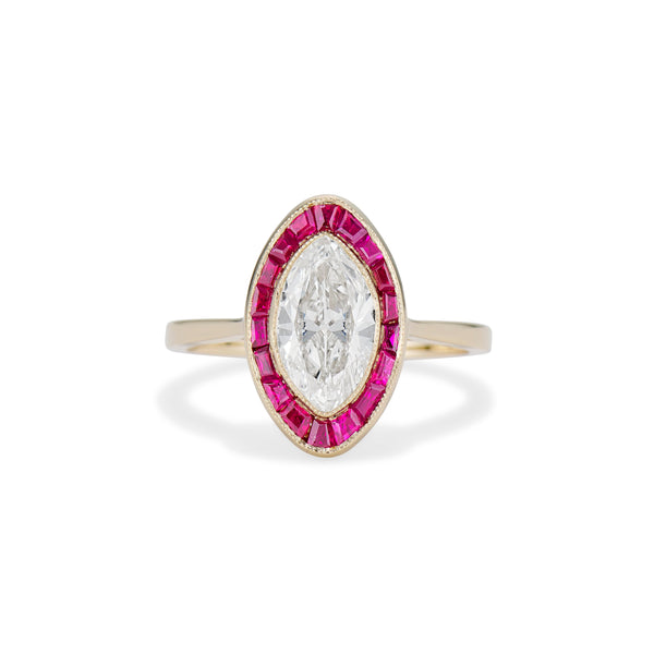 Coeur 1.34 Carat Moval Ruby Engagement Ring