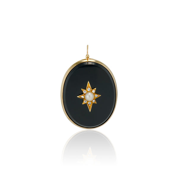 Onyx Star and Pearl Pendant