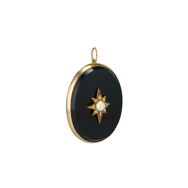Onyx Star and Pearl Pendant