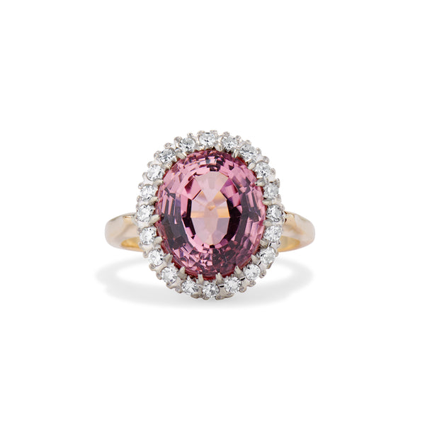 Pink Tourmaline Diamond Halo Ring