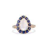 Pear Cut Moonstone and Sapphire Ring