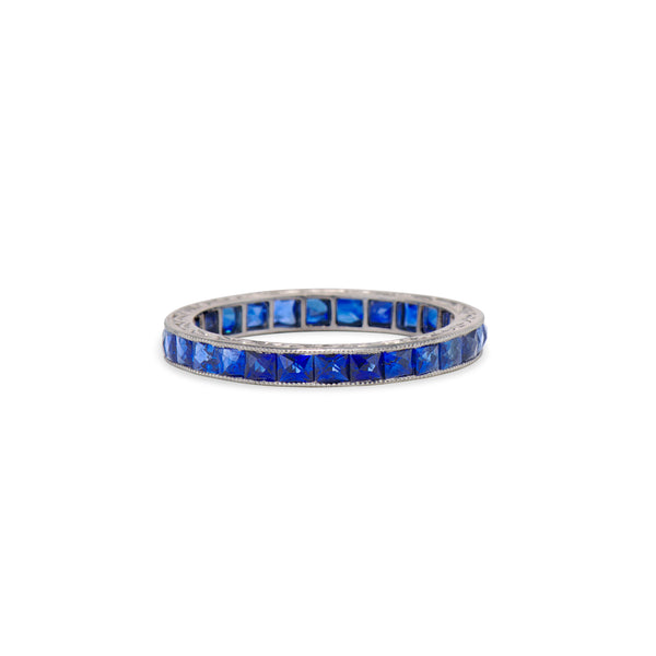 Deco French Cut Sapphire Eternity Band