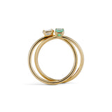 Emerald Gemstone and Asscher Cut Diamond Rolling Ring