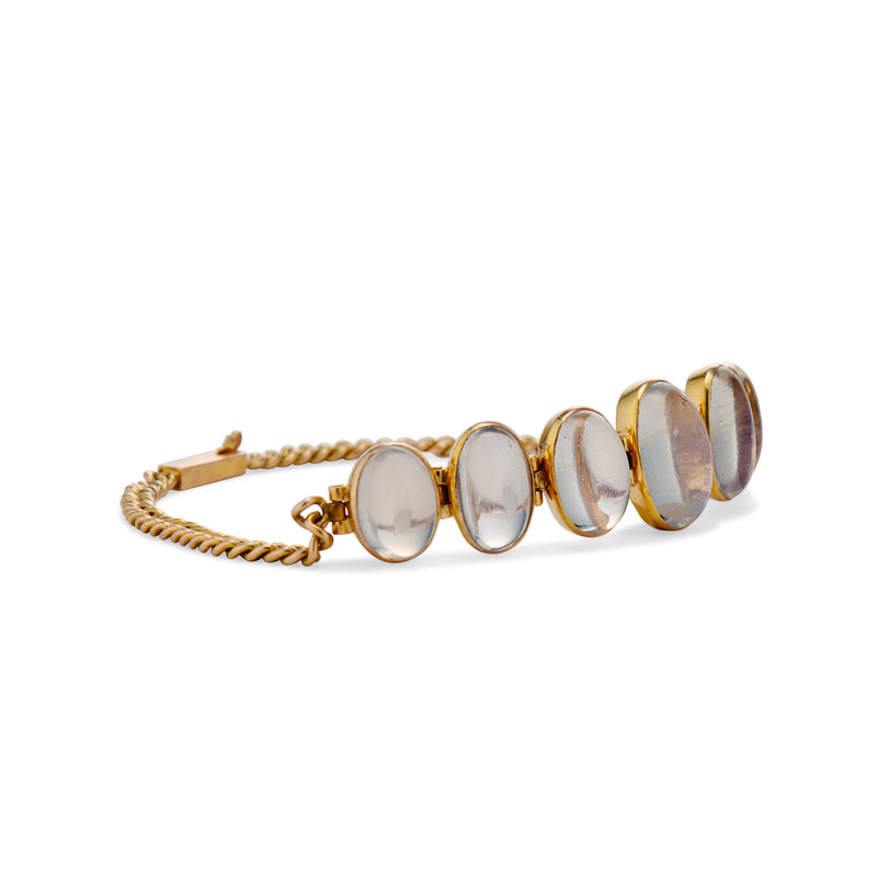 Moonstone Cabochon Chain Bracelet