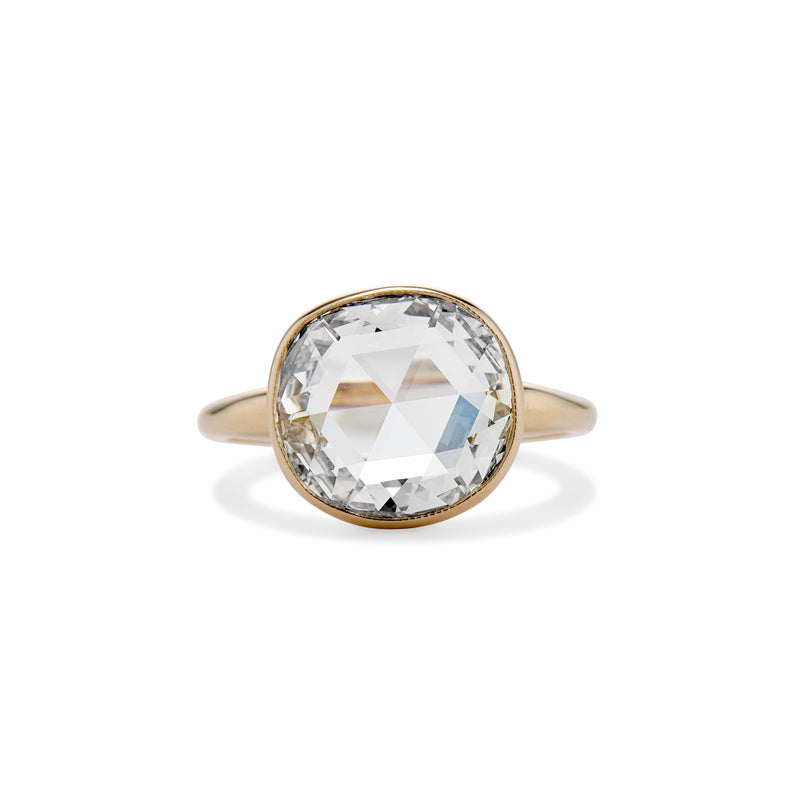 3.32 Carat Rose Cut Diamond Bezel Ring