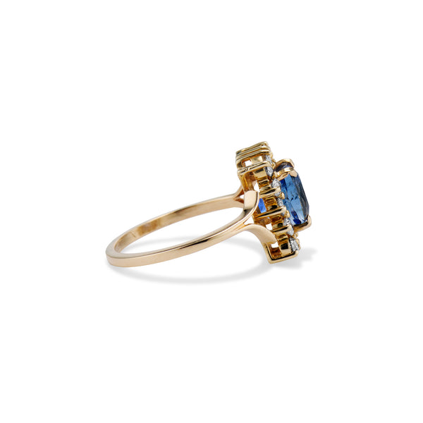 Light Blue Sapphire Diamond Halo Ring