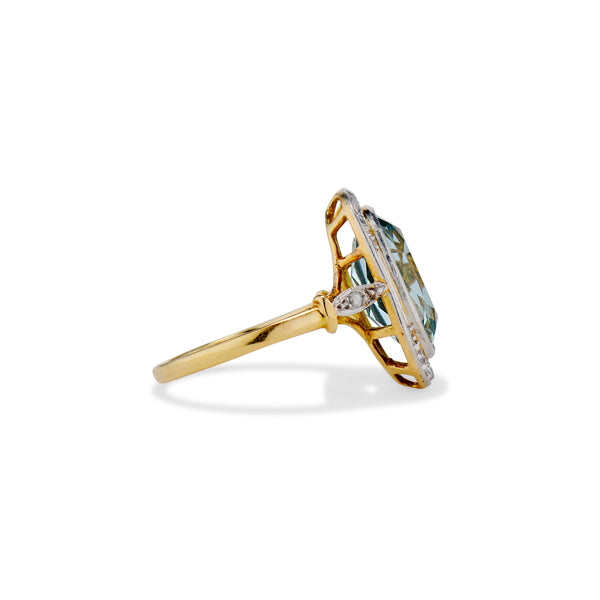Edwardian Aquamarine and Diamond Ring