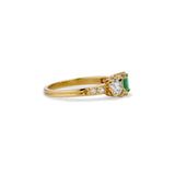 Emerald and Old European Cut Diamond Ring