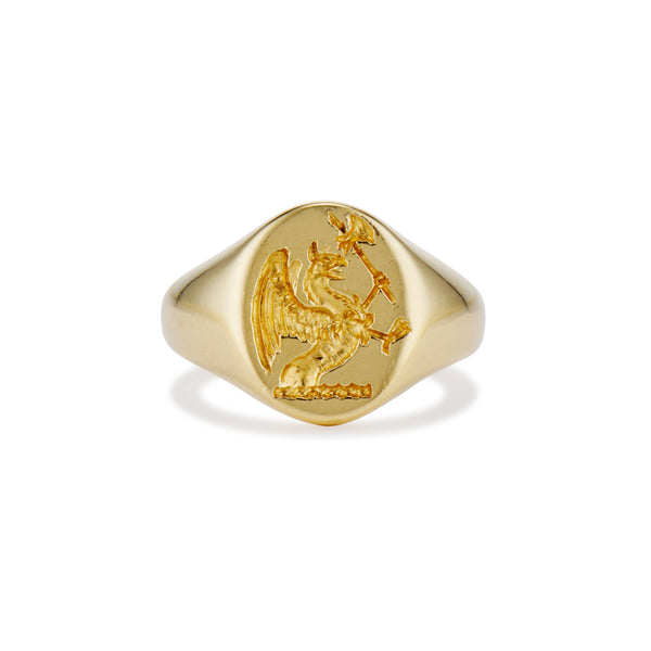 Engraved Griffen Signet Ring