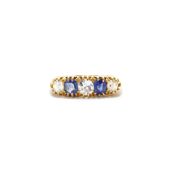 Sapphire and Diamond 5 Stone Ring