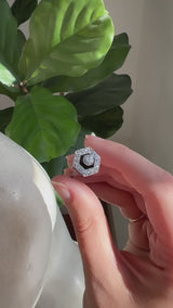 Art Deco Onyx and Diamond Hexagon Ring