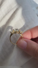 2.42 Carat Old Mine Cut Diamond Tiffany Three Stone Ring
