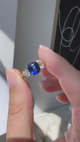2.08 Carat Simone Sapphire and Old Mine Cut Diamond Ring