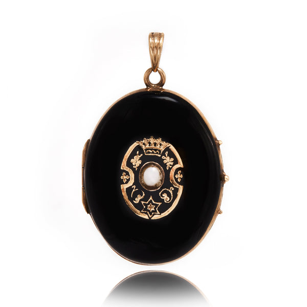 Black Enamel Mourning Locket