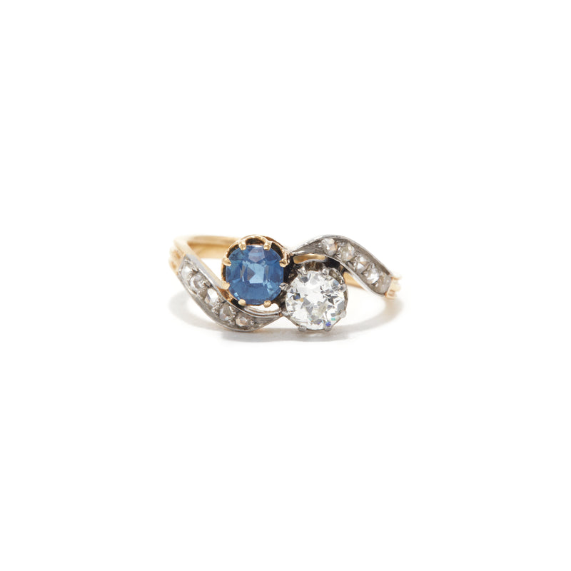 Sapphire and Diamond Toi Et Moi Ring