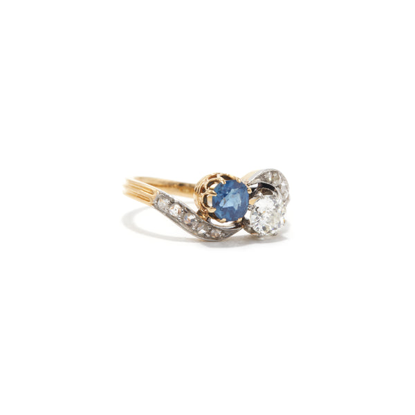 Sapphire and Diamond Toi Et Moi Ring