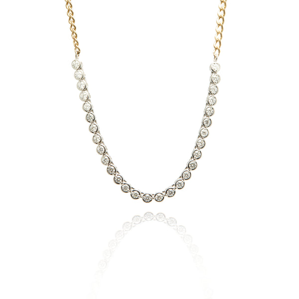 Small Curb Chain Diamond Tennis Necklace