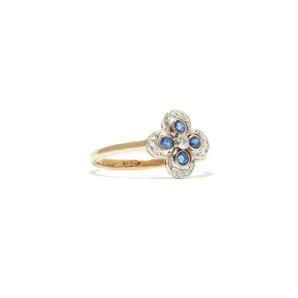 Sapphire and Diamond Clover Ring