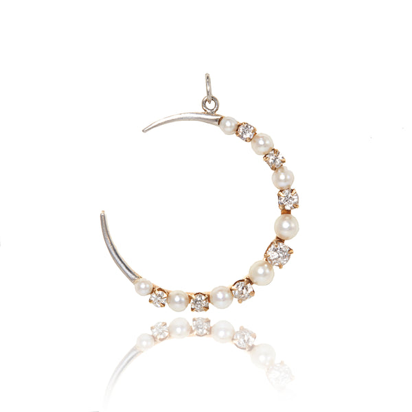 Pearl and Diamond Crescent Moon