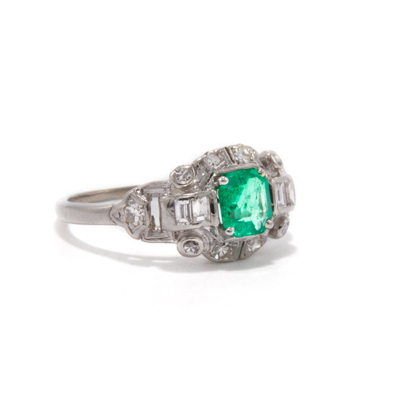 Art Deco Emerald and Diamond Ring