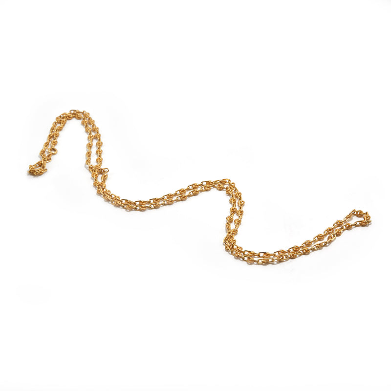 18K Textured Link Long Chain
