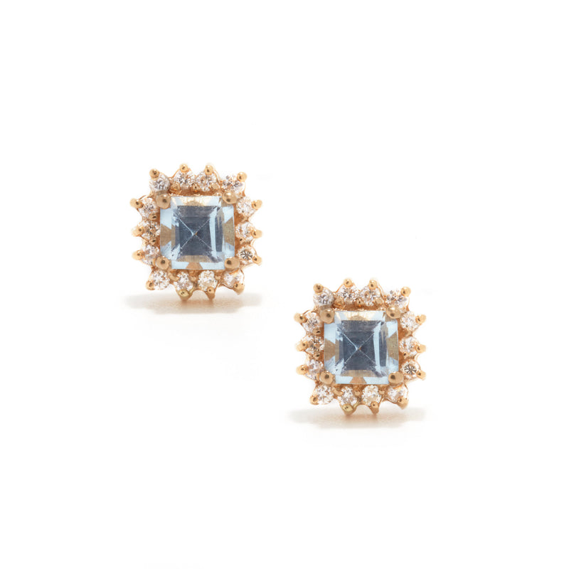 Aquamarine and Diamond Stud Earrings