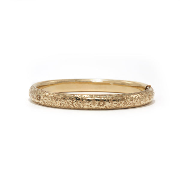 Gold Engraved Hollow Bangle