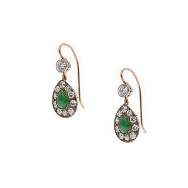 Diamond and Jade Drop Earrings